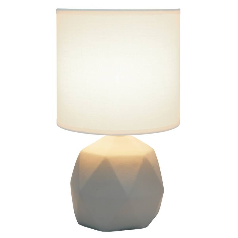 Geometric Concrete Table Lamp with Drum Shade - 10.5" - White