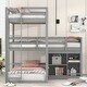 preview thumbnail 2 of 4, Wood L-Shaped Triple Twin Bunk Bed with Storage Cabinet, Blackboard, Space-Saving Design