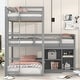 preview thumbnail 2 of 4, Wood L-Shaped Triple Twin Bunk Bed with Storage Cabinet - Sturdy Pine Wood Frame