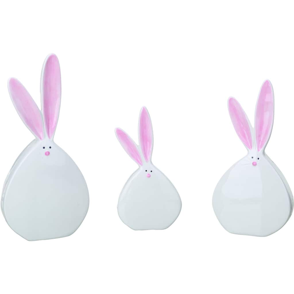 Transpac Ceramic 12 in. Easter Pom-Pom Tail Bunny Set of 3