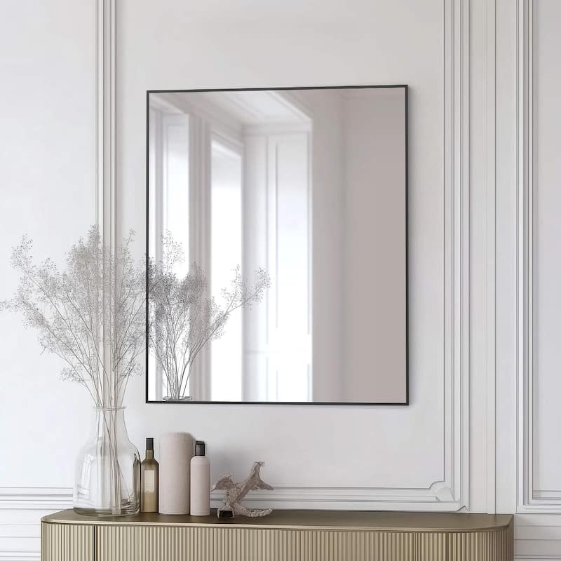 30 x 36 Inch Shatterproof Wall Mount Metal Frame Mirror