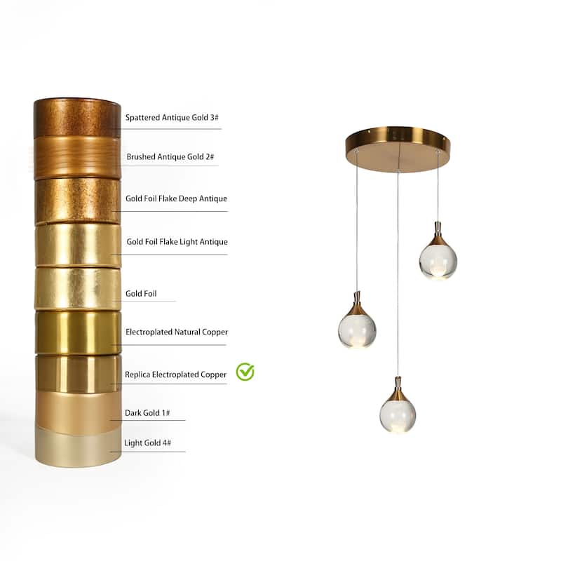 Modern 3-Light LED Chandelier Island Lights for Kitchen Island - Dia. 13.8" x H 6"