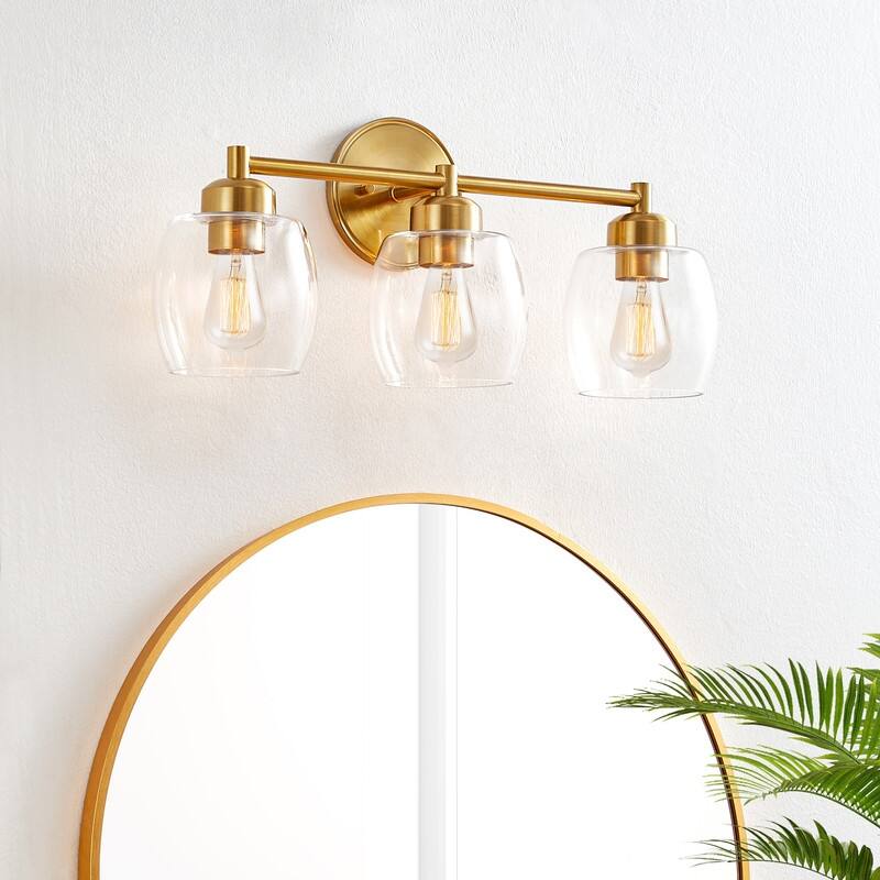 KAWOTI 3-Light Dimmable Bathroom Vanity Light with Glass Shade