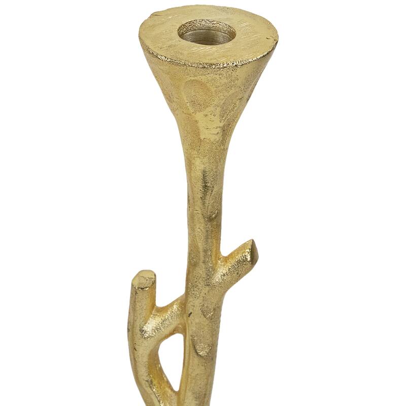 Leafy Branch Metal Taper Candle Holders - 15" - Gold - Set of 2
