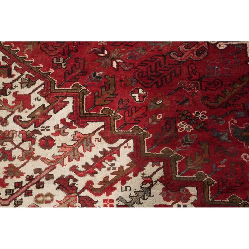 Hand Knotted Oriental 100% Wool Carpet Traditional Medallion Red Heriz Area Rug - 12' 7'' X 10' 1''