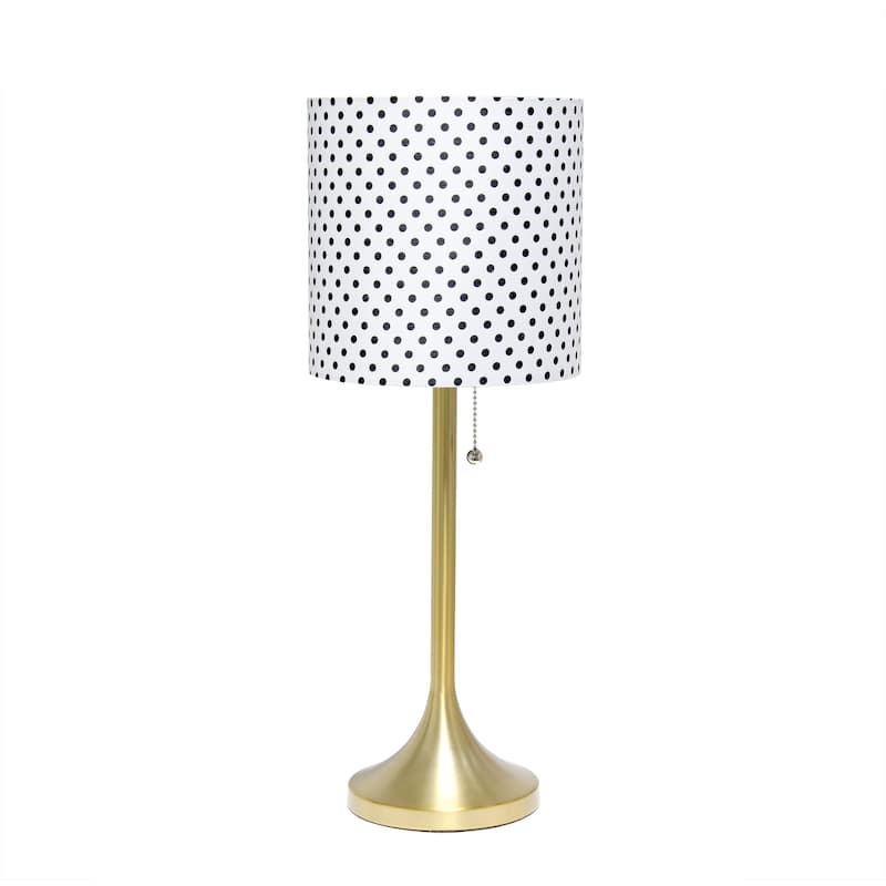 21.25" Modern Glam Metal Table Lamp with Silk Shade and Pull-Chain Switch for Bedroom or Living Room - 8"L x 8"W x 21.25"H - GD