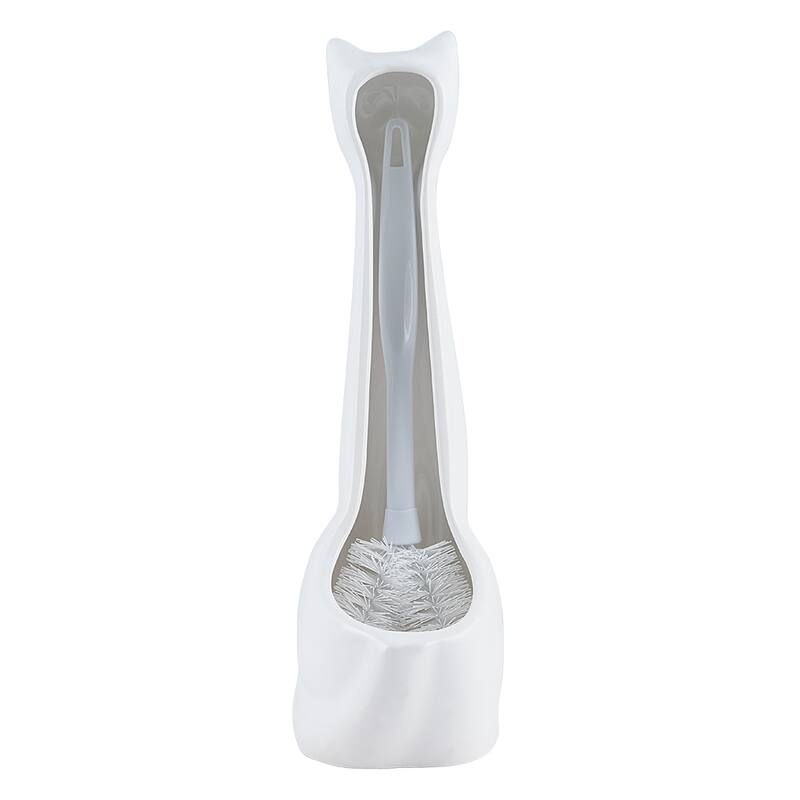Cat Bowl Brush Holder/Lotion Pump Set White - 2 Piece Set