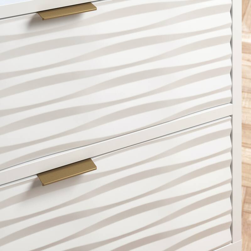 Wood Coastal Nightstands with 2 Spacious Drawers, White