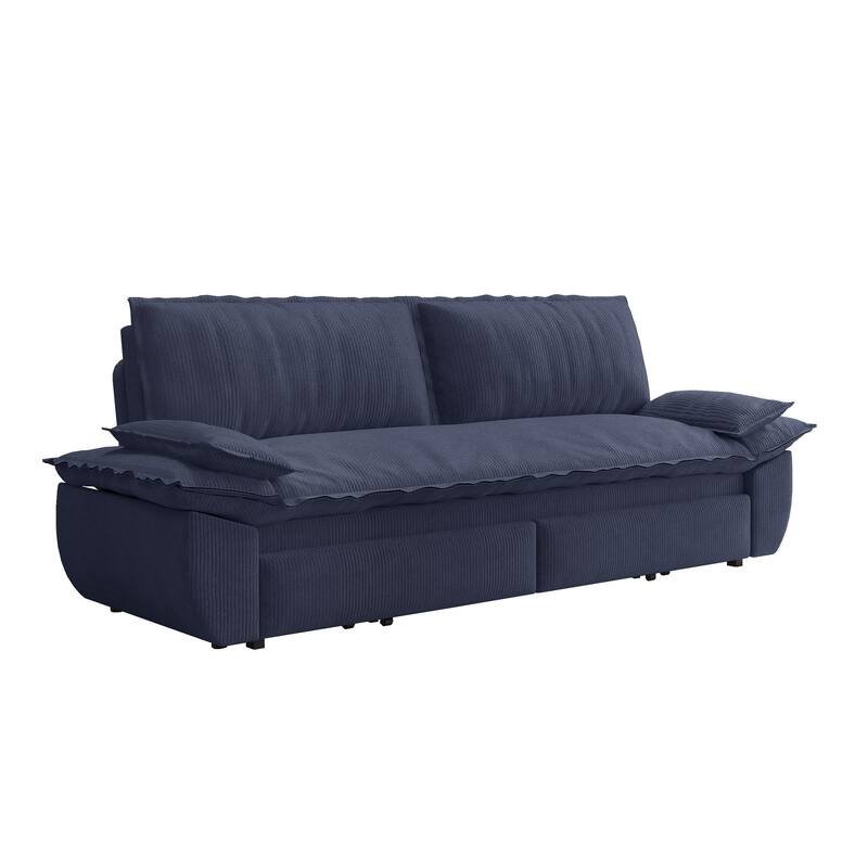 3 in 1 Pull Out Couch, 73.2" Corduroy Sofa Bed, Convertible Loveseat Sleeper Sofa for Living Room, Upholstered Couch Bed
