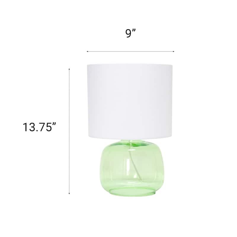 13.75" Modern Round Glass Table Lamp with Fabric Drum Shade for Bedroom or Living Room - 9"L x 9"W x 13.75"H