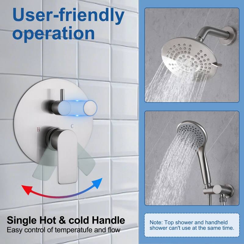Solid Brass Pressure Balanced Bathroom Shower Faucet Set with 5-Function Rain Shower Head