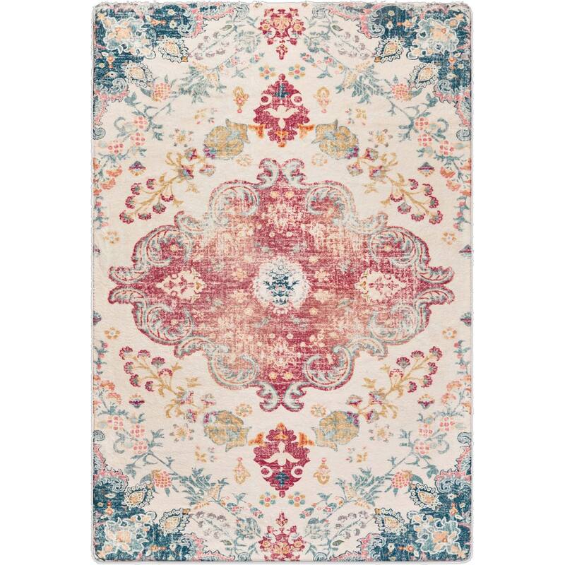 HomeRoots Medallion Traditional Rectangle Area Rug