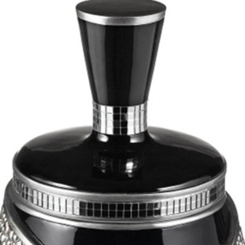 9" Black And Silver Resin Jewelry Box With Faux Crystals