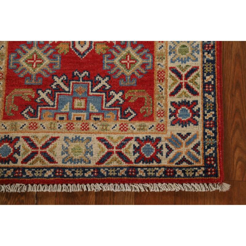 Red Kazak Oriental Foyer Rug Hand-Knotted Wool Carpet - 2'0"x 3'0"