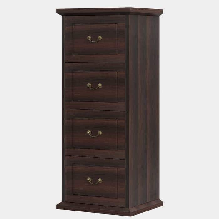 Solid Wood Vertical Lockable File Cabinet 4-Drawer Storate - Walnut