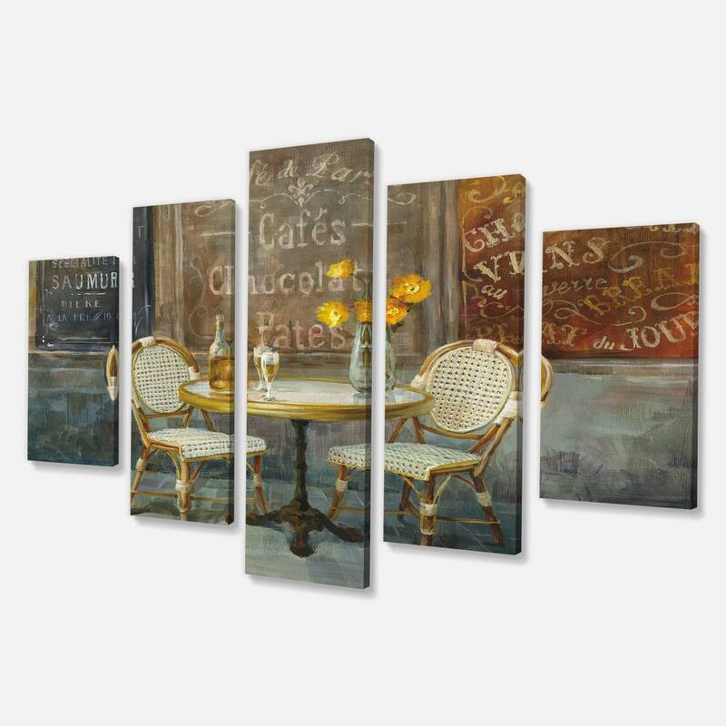 Designart "French Cafe" Traditional Canvas Artwork Print