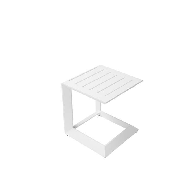 Uniquely Structured Contemporary Aluminum Side Table, White