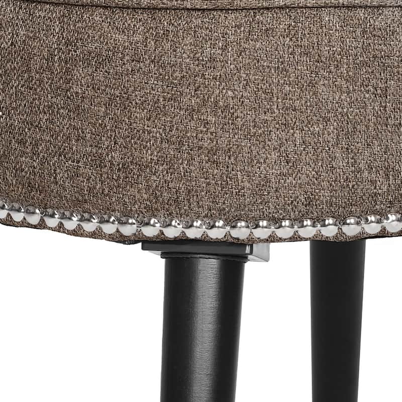 VEIKOUS Makeup Vanity Stool Chair with Low Back and Wood Legs-17.3" x 15.7" x 25.1"