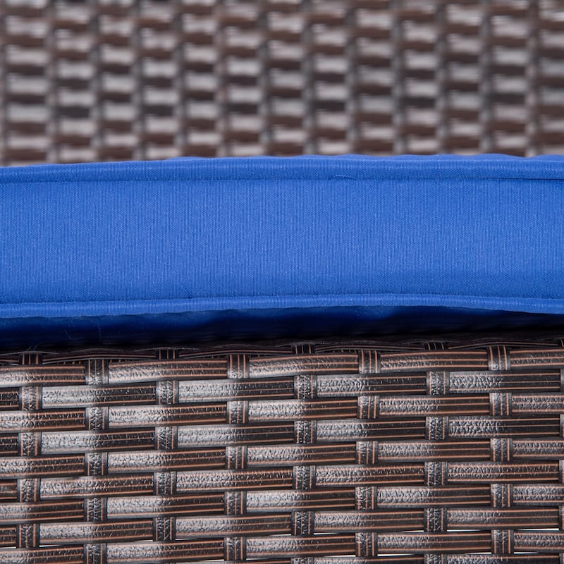 Outdoor Two-Person Swing Chair, Durable Handwoven Wicker Bench with Adjustable Hanging Chains Hanging Swing Bench - Blue