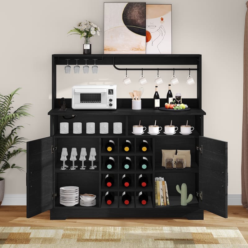 50" Farmhouse Coffee Bar Cabinet Wine Buffet Cabinet Kitchen Sideboard Buffet Cabinet