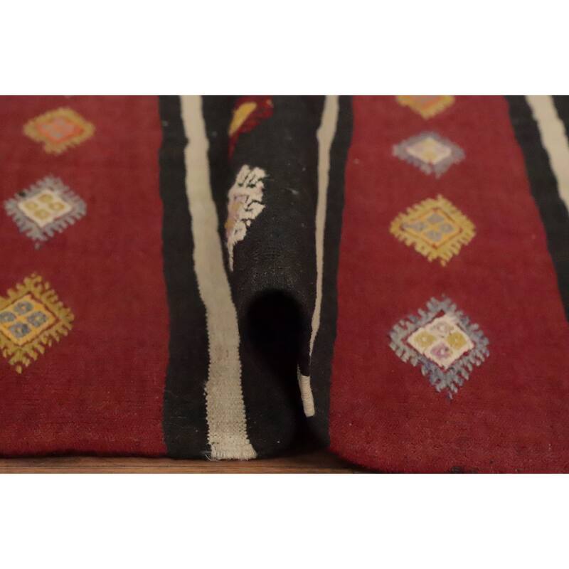 Hand Woven Oriental 100% Wool Carpet Southwestern Tribal Multi-Colored Kilim Area Rug - 9' 0'' X 5' 0''