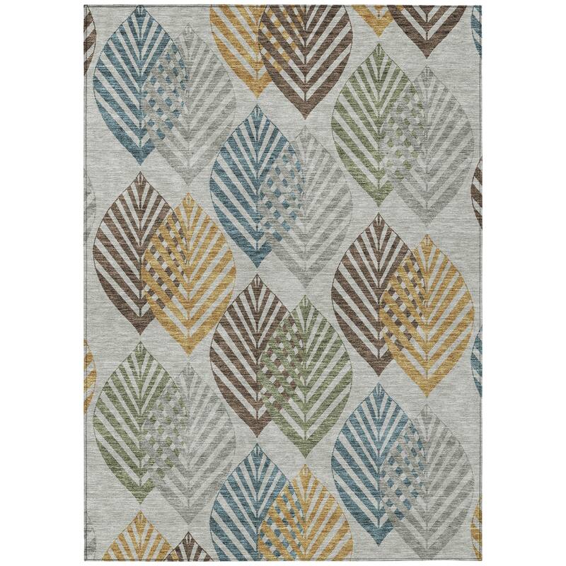 Machine Washable Indoor/ Outdoor Chantille Casual Palm Rug