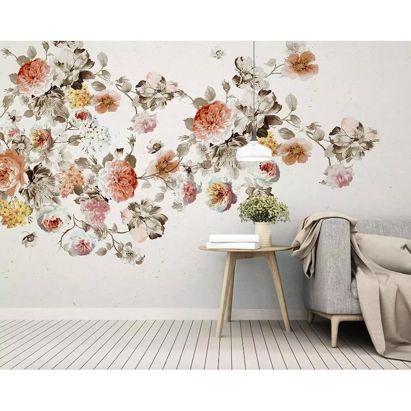 GK Wall Design Vintage Orange Flower Peony Blossom Bohemian Wallpaper