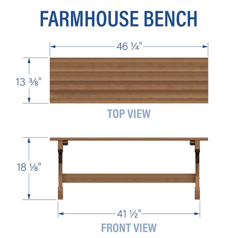 Backyard Discovery 46" Meranti Wood Farmhouse Bench, Entryway, Garden - 3'10" x 1'1"