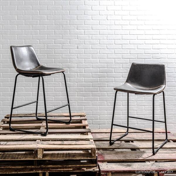 Carbon Loft Richard Faux Leather Counter Stool (Set of 2) On Sale