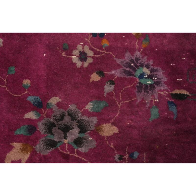 Hand Knotted Oriental 100% Wool Carpet Traditional Floral Pink Art Deco Nichols Area Rug - 11' 4'' X 8' 10''