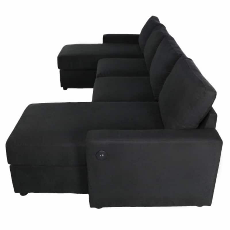 Convertible Sectional Sofa with Two Storage Chaise Lounges & USB Ports by Harper&Bright Designs