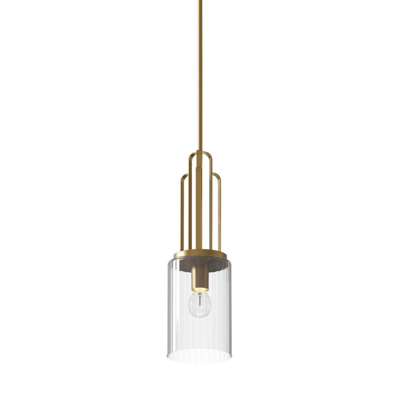 Kichler Kimrose 1 Light Mini Pendant with Clear Fluted Glass in Brushed Natural Brass