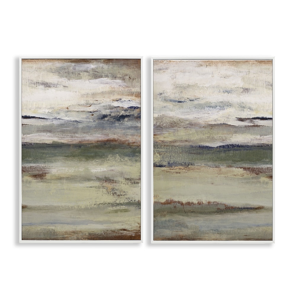 Stupell Earth's Layers Neutral Abstract Framed Giclee Art Design By Lanie Loreth (Set of 2)