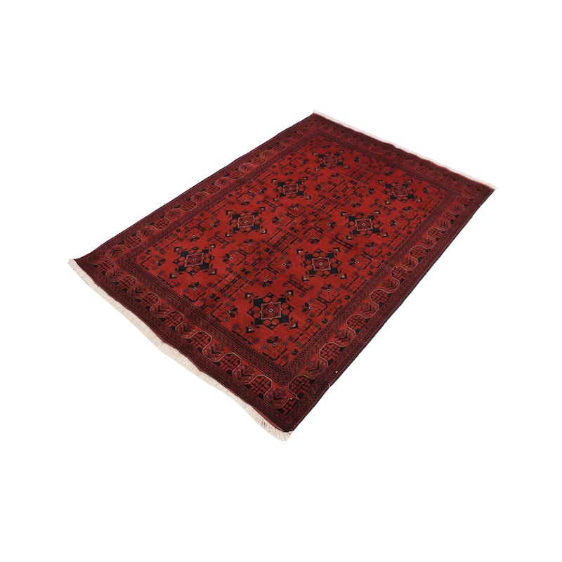 Tribal Biljik Khal Mohammadi Blaze Red/Black Rug - 4'3'' x 6'2''