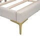 preview thumbnail 17 of 38, Upholstered Daybed with Nailhead Trim, L Shaped Linen Fabric Sofa Bed Frame with Backrest and Armrest, Gold Metal Legs