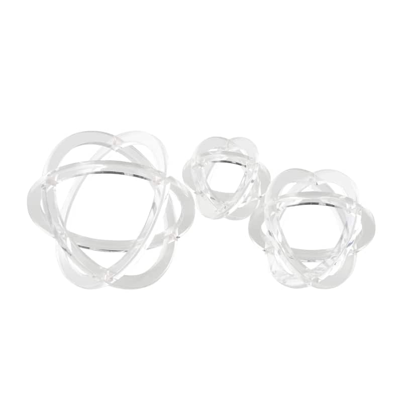Acrylic Plastic Geometric Delicate Sculpture - Set of 3 Clear - Roche River Decor - 7"W x 8"L x 7"H