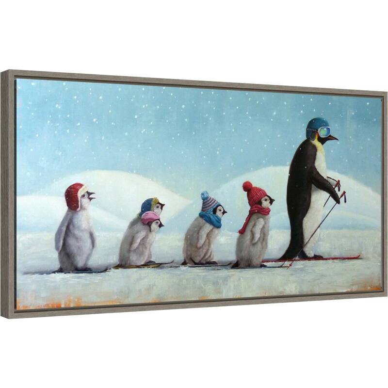 Ski School Penguins by Lucia Heffernan Framed Canvas Wall Art