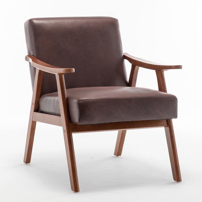 Mid-Century Accent Chair with Thick Cushion and Solid Wood Frame Wingback Chair (300lb Capacity)