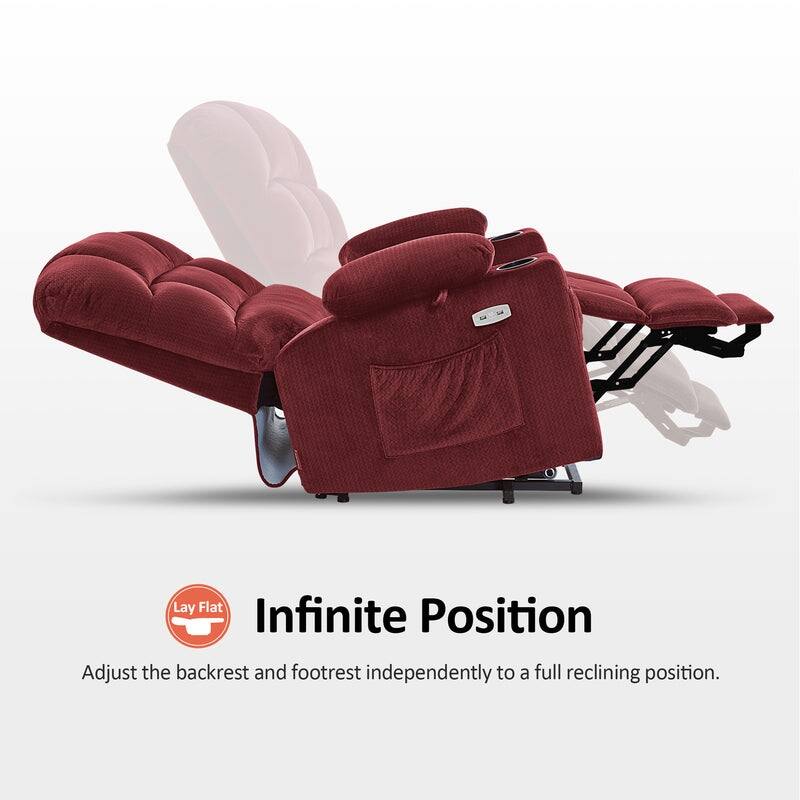 MCombo Dual Motor Power Lift Recliner Chair for Elderly, Massage and Heat, Fabric 7680