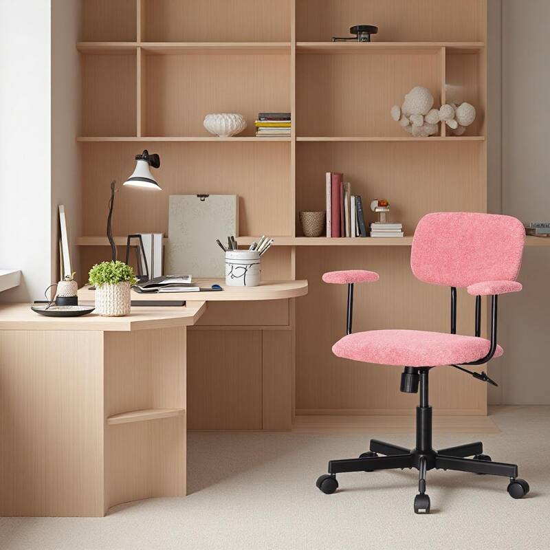Ergonomic Low Back Velvet Office Chair with Armrests Adjustable Swivel Computer Desk Chair for Small Spaces, Home & Workspace