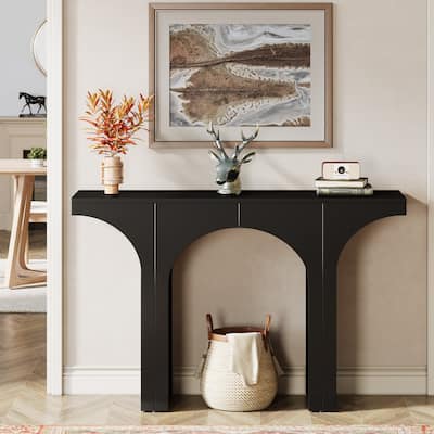 47" Modern Black Console Table for Entryway with Arched Base