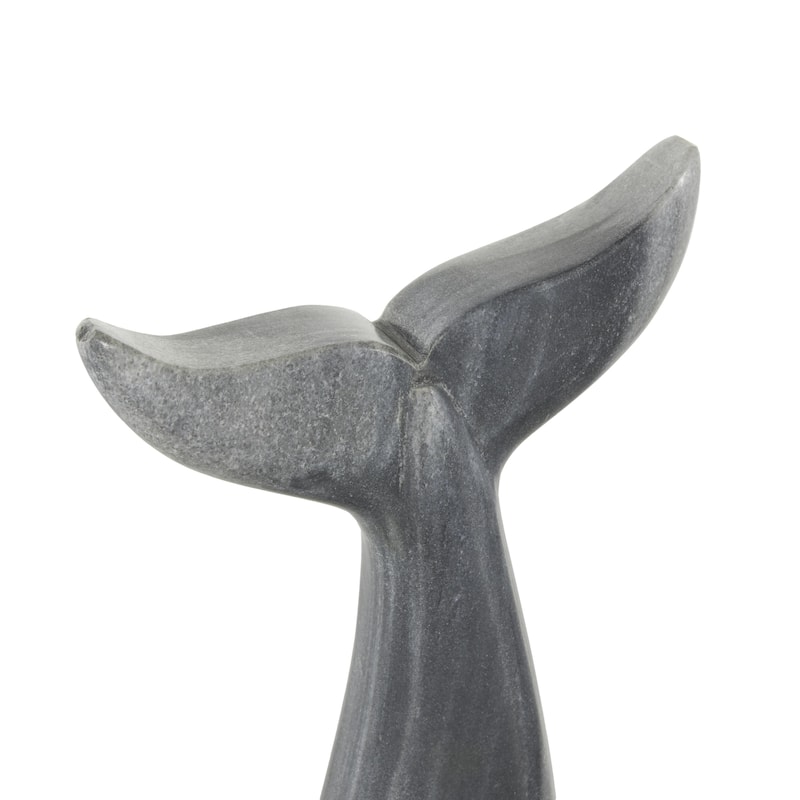 Marble Whale Tail Decorative Sculpture - Set of 3 White or Gray - Roche River Decor