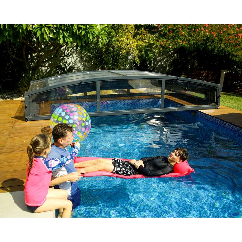 Majorca 15 ft. Retractable Aluminum in Ground Rectangular Safety Swimming Pool Cover Kit, fits 13ft Pool