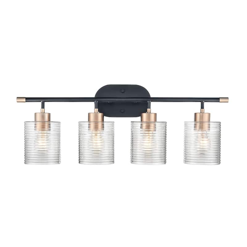Millennium Lighting Renitta Vanity Light Fixture with Clear Ribbed Glass Shades - 4 Light