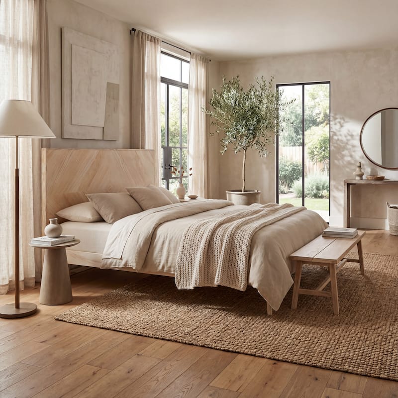 SAFAVIEH Couture Maci Bryn Wood Herringbone Bed