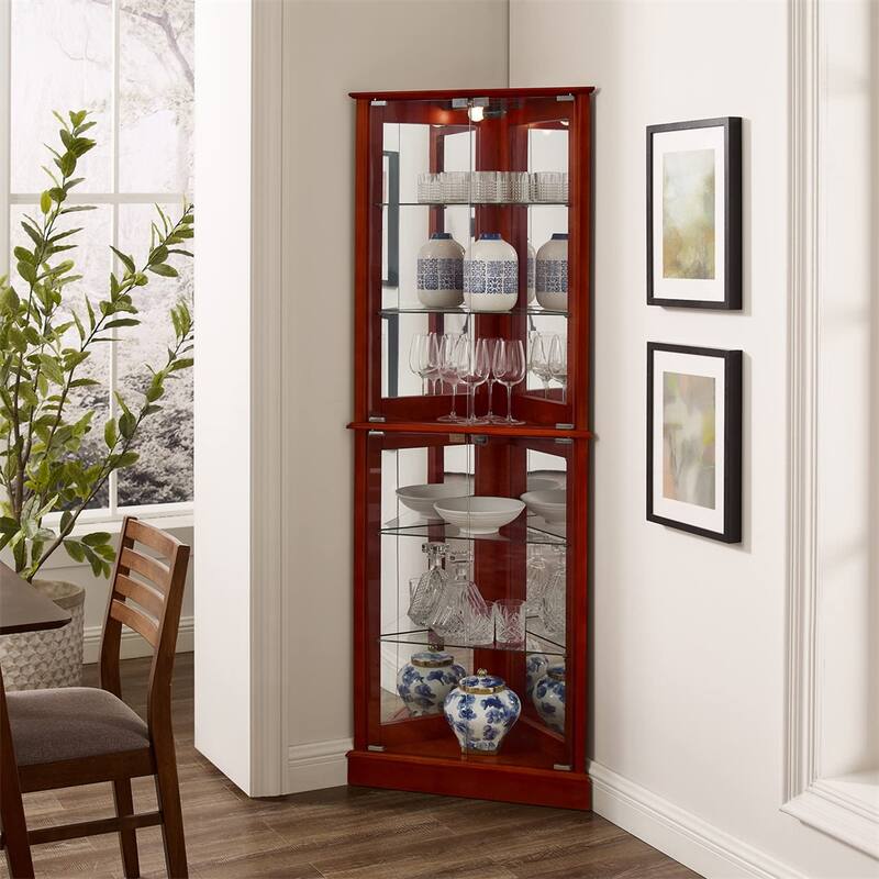 Lighted Display Cabinet with Adjustable Glass Shelves (No E26 Bulb)