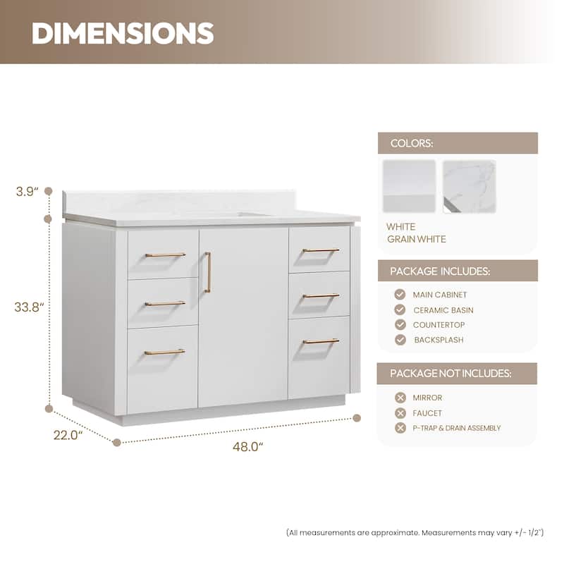 San Single Bath Vanity with Composite Stone Top without Mirror