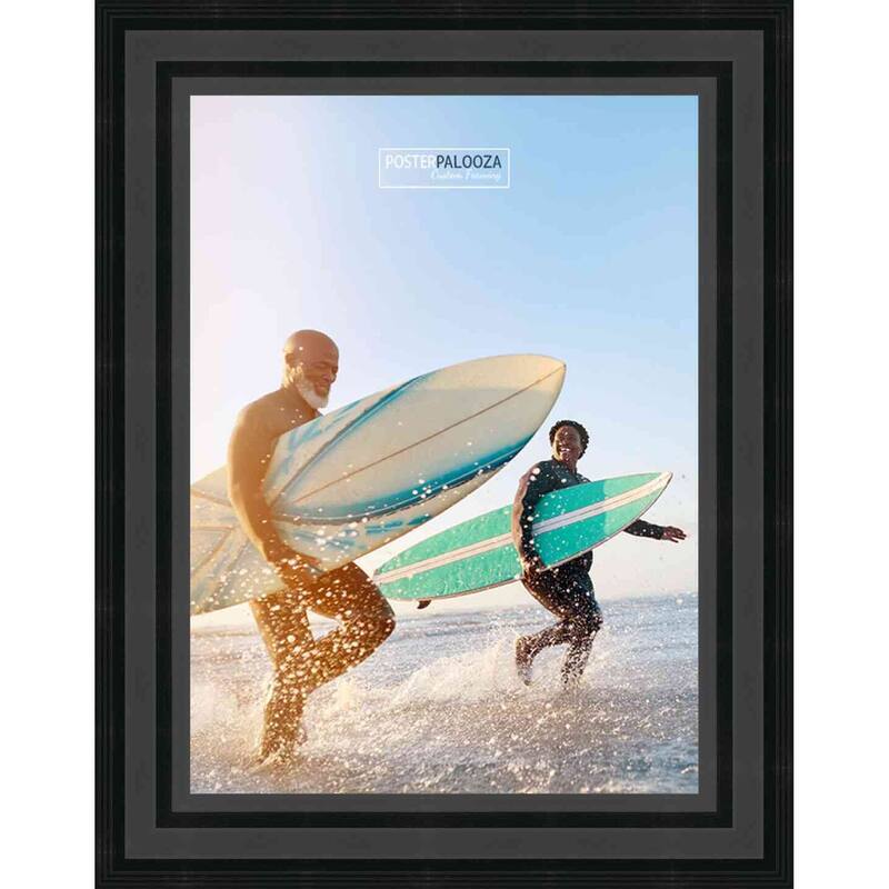 18x12 Lacquer Black Complete Wood Picture Frame with UV Acrylic, Foam