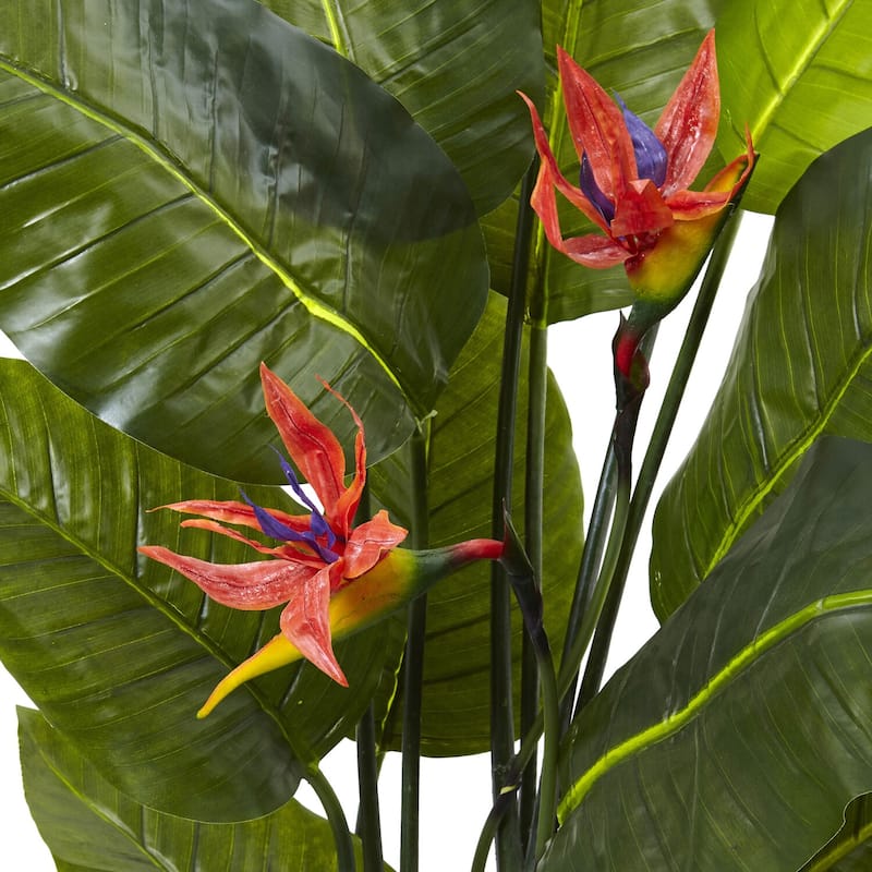Realistic Faux Bird of Paradise Plant - 58" Tall Indoor Tropical Decor - Home Office Living Room Accent - 4.83ft.