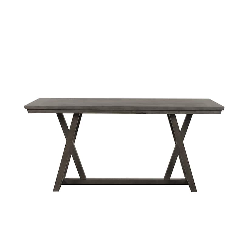 Ghy Counter Height Table, Brown Solid Acacia Wood, Rectangular 80 Inch